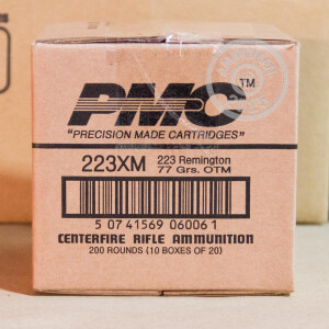 Photo detailing the 223 REM PMC X-TAC MATCH 77 GRAIN OTM MATCHKING (20 ROUNDS) for sale at AmmoMan.com.