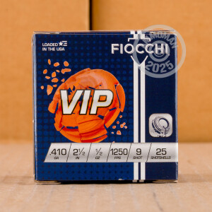 Image of the 410 BORE FIOCCHI 2-1/2" 1/2 OZ. #9 SHOT (250 ROUNDS) available at AmmoMan.com.