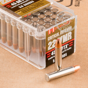 Image of the 22 WMR HORNADY CRITICAL DEFENSE 45 GRAIN FTX (500 ROUNDS) available at AmmoMan.com.