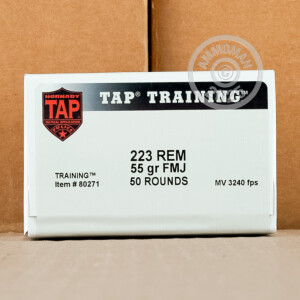 Photograph showing detail of 223 REM HORNADY TAP TRAINING 55 GRAIN FMJ (500 ROUNDS)