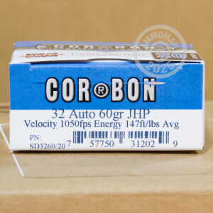 Photo of .32 ACP JHP ammo by Corbon for sale at AmmoMan.com.