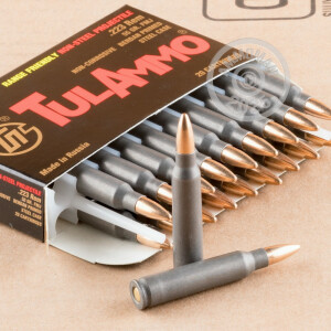 A photo of a box of Tula Cartridge Works ammo in 223 Remington.