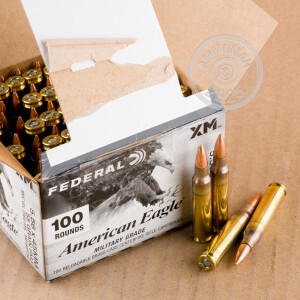 Image of 5.56x45mm ammo by Federal that's ideal for training at the range.