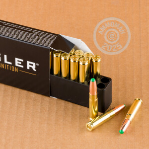 A photograph detailing the 300 AAC Blackout ammo with Nosler Ballistic Tip bullets made by Silver State Armory.