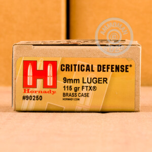 Image of 9MM LUGER HORNADY CRITICAL DEFENSE 115 GRAIN FTX JHP (25 ROUNDS)