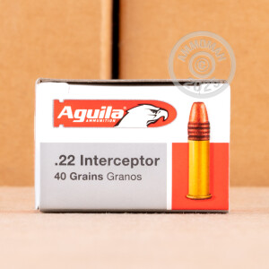 Photograph showing detail of 22 LR AGUILA INTERCEPTOR 40 GRAIN CPSP (500 ROUNDS)