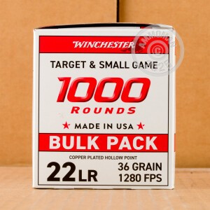 Photo detailing the 22 LR WINCHESTER USA 36 GRAIN CPHP (1000 ROUNDS) for sale at AmmoMan.com.