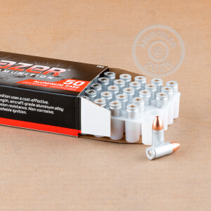 Photograph showing detail of 9MM BLAZER ALUMINUM 115 GRAIN FMJ (50 ROUNDS)