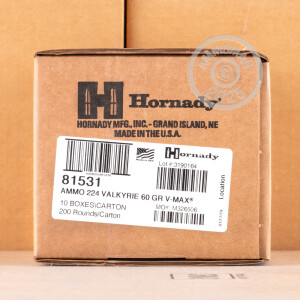 Image of Hornady .224 Valkyrie rifle ammunition.