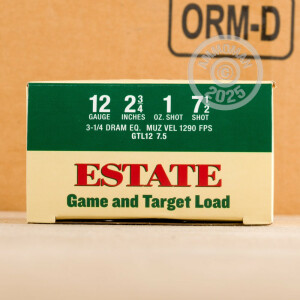 Image of the 12 GAUGE ESTATE GAME AND TARGET 2-3/4" #7.5 SHOT (25 ROUNDS) available at AmmoMan.com.