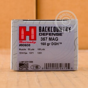 Image of 357 MAGNUM HORNADY BACKCOUNTRY DEFENSE 165 GRAIN DGH (25 ROUNDS)