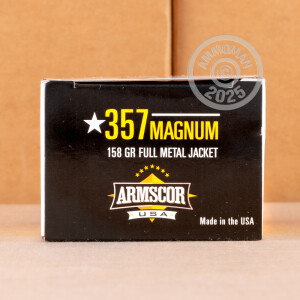 Photograph showing detail of 357 MAGNUM ARMSCOR USA 158 GRAIN FMJ (50 ROUNDS)