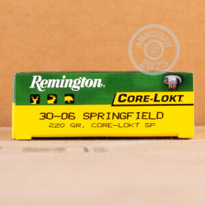 Photo detailing the 30-06 SPRINGFIELD REMINGTON CORE-LOKT 220 GRAIN SP (200 ROUNDS) for sale at AmmoMan.com.