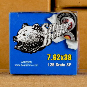 Photograph showing detail of 7.62X39 SILVER BEAR 125 GRAIN SOFT POINT (20 ROUNDS)