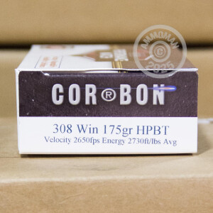 Image of 308 WIN CORBON PERFORMANCE MATCH 175 GRAIN BTHP (20 ROUNDS)