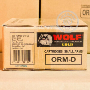 Image of the .223 REM WOLF GOLD 55 GRAIN FMJ (20 ROUNDS) available at AmmoMan.com.