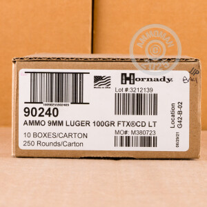 Photograph showing detail of 9MM LUGER HORNADY CRITICAL DEFENSE LITE 100 GRAIN JHP (25 ROUNDS)