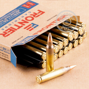 Photo detailing the 223 REM HORNADY FRONTIER 55 GRAIN HP MATCH (500 ROUNDS) for sale at AmmoMan.com.