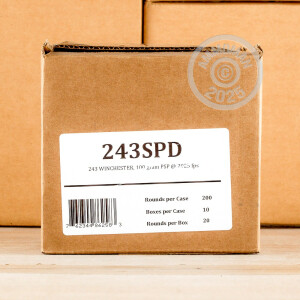 Photo detailing the 243 WINCHESTER FIOCCHI 100 GRAIN PSP (20 ROUNDS) for sale at AmmoMan.com.