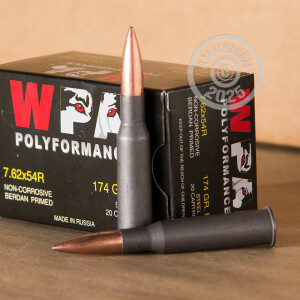 Image of the 7.62x54R WOLF WPA 174 GRAIN FMJ (500 ROUNDS) available at AmmoMan.com.