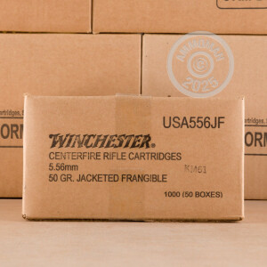 Image of Winchester 5.56x45mm rifle ammunition.