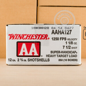 Photo detailing the 12 GAUGE 2 3/4" WINCHESTER AA SUPER-HANDICAP #7-1/2 (250 ROUNDS) for sale at AmmoMan.com.