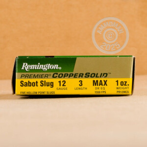 Image of 12 GAUGE REMINGTON PREMIER COPPER COLID 3" 1 OZ. HP MAGNUM SABOT SLUG (100 ROUNDS)