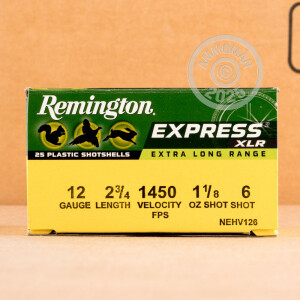 Photo detailing the 12 GAUGE REMINGTON XLR 2-3/4" 1-1/8 OZ. #6 SHOT (25 ROUNDS) for sale at AmmoMan.com.