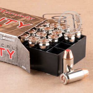 Photo detailing the 45 ACP +P HORNADY CRITICAL DEFENSE 220 GRAIN JHP (20 ROUNDS) for sale at AmmoMan.com.