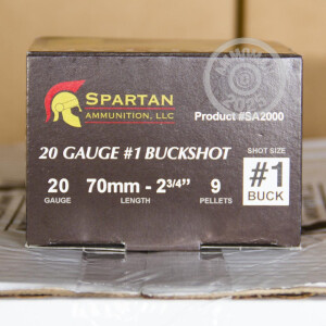 Photograph showing detail of 20 GAUGE SPARTAN 2-3/4" #1 BUCK (25 SHELLS)