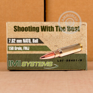 Image of 308 / 7.62x51 ammo by Israeli Military Industries that's ideal for training at the range.