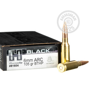 Image of Hornady 6mm ARC rifle ammunition.