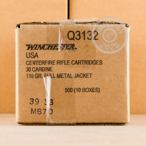 Photograph showing detail of 30 CARBINE WINCHESTER USA 110 GRAIN FMJ (50 ROUNDS)