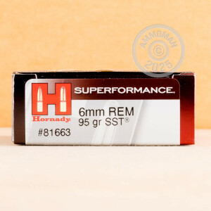 Image of the 6MM REMINGTON HORNADY SUPERFORMANCE 95 GRAIN SST (200 ROUNDS) available at AmmoMan.com.