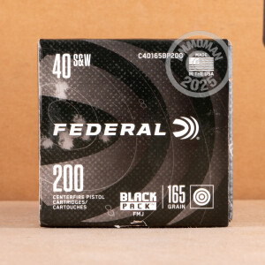 Photograph showing detail of 40 S&W FEDERAL BLACK PACK 165 GRAIN FMJ (200 ROUNDS)