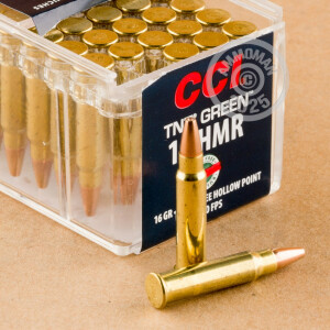 Photo detailing the 17 HMR CCI 16 GRAIN LEAD FREE TNT GREEN HP (50 ROUNDS) for sale at AmmoMan.com.