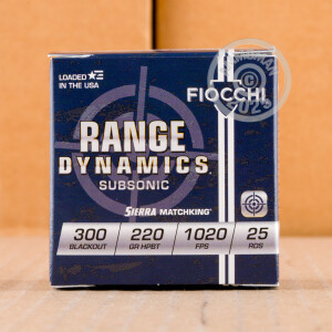 Photo of 300 AAC Blackout Hollow-Point Boat Tail (HP-BT) ammo by Fiocchi for sale.