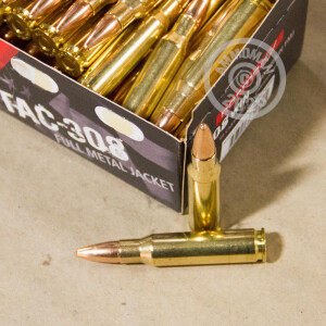 Photograph showing detail of 308 WIN NORMA TAC-308 150 GRAIN FMJ (50 ROUNDS)