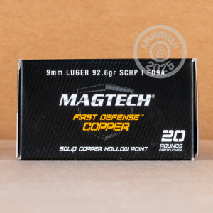 Image of 9MM LUGER MAGTECH FIRST DEFENSE 92.6 GRAIN SCHP (20 ROUNDS)