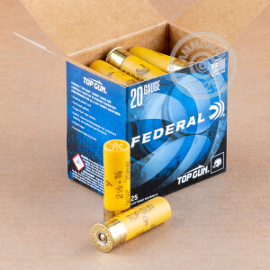 Photo detailing the 20 GAUGE FEDERAL TOP GUN 2-3/4" #9 SHOT (25 SHELLS) for sale at AmmoMan.com.