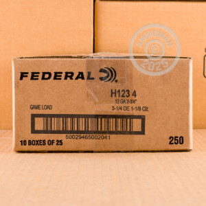 Image of 12 GAUGE FEDERAL HEAVY FIELD LOAD 2 3/4" 1 1/8 OZ. #4 SHOT (25 ROUNDS)