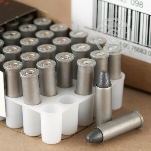 A photograph detailing the 38 Special ammo with Lead Round Nose (LRN) bullets made by Blazer.