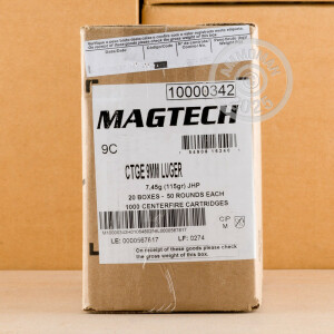 Photo of 9mm Luger JHP ammo by Magtech for sale at AmmoMan.com.