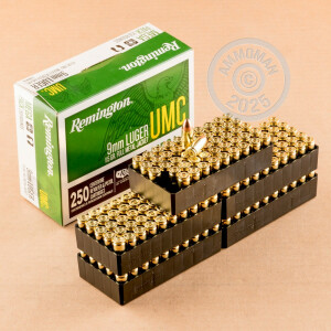 A photo of a box of Remington ammo in 9mm Luger.