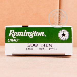 Photograph showing detail of .308 REMINGTON UMC 150 GRAIN METAL CASE (200 ROUNDS)