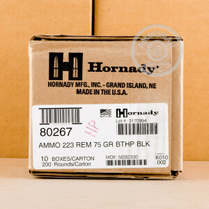 Image of 223 REM HORNADY BLACK 75 GRAIN BTHP MATCH (200 ROUNDS)