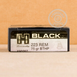 Photograph showing detail of 223 REM HORNADY BLACK 75 GRAIN BTHP MATCH (200 ROUNDS)