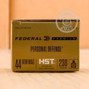 Image of the 44 MAGNUM FEDERAL PERSONAL DEFENSE HST 230 GRAIN JHP (20 ROUNDS) available at AmmoMan.com.