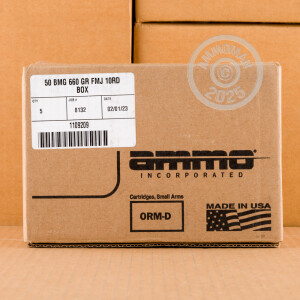 Image of .50 BMG ammo by Ammo Incorporated that's ideal for training at the range.