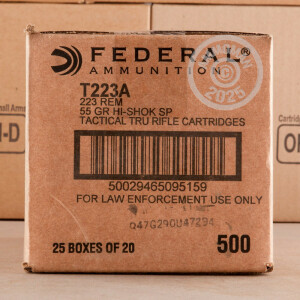 Image of the 223 REM FEDERAL LE TACTICAL 55 GRAIN SP (20 ROUNDS) available at AmmoMan.com.